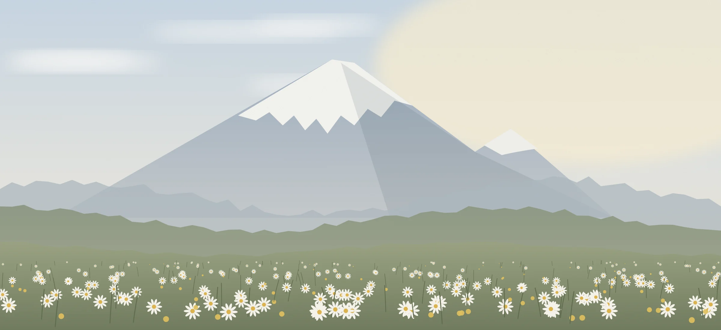 Illustration: Ararat above a field of wildflowers